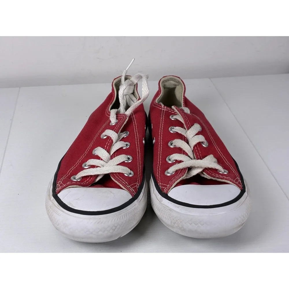 Size 1 Child Converse All Star Low Red Canvas Shoes Chuck Taylor